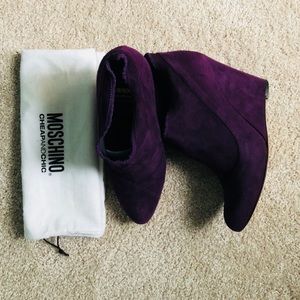 MOSCHINO cheap and chic suede wedge bootie